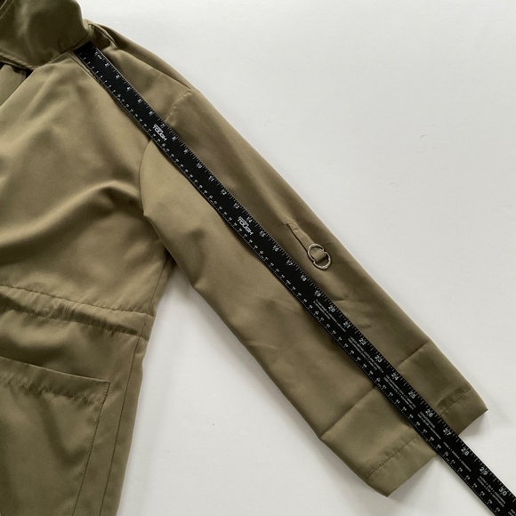 Stradivarius Womens Waterfall Collar Jacket Sz S Olive Green Lightweight Utility - Picture 5 of 11